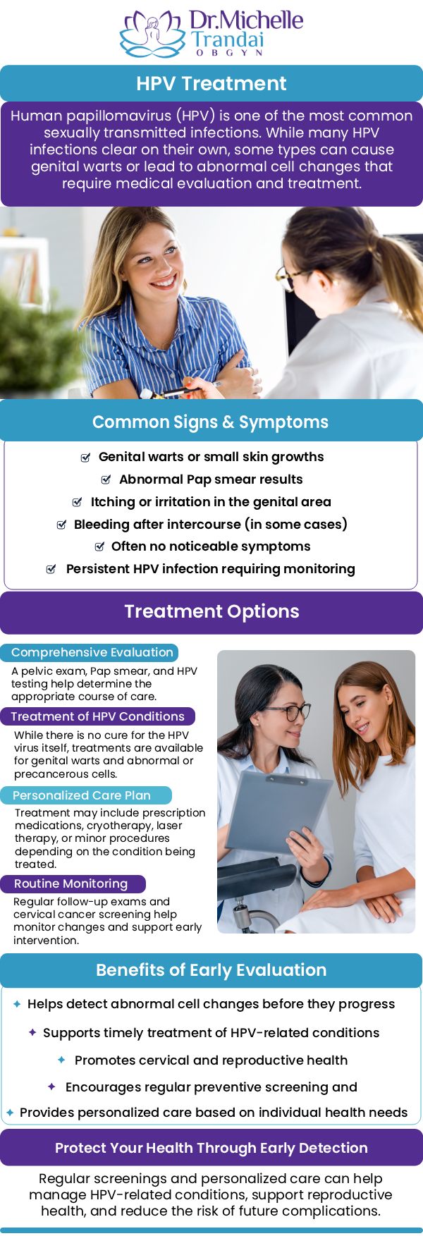 To fully understand this condition, it is essential to first learn about the definition of human papillomavirus (HPV) and identify the common symptoms of HPV that patients may experience. Dr. Michelle Trandai helps recognize that the critical association between HPV and cervical cancer is a vital step for long-term preventative care and routine screening. Ultimately, anyone affected will need to consult with a medical professional to explore the available treatments for HPV to safely manage the virus and address any resulting health complications. For more information, contact us or request an appointment online. We are conveniently located at 5449 N Broadway, Chicago, IL 60640.
